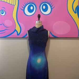 Moschino Cheap Chic Blue Galaxy Maxi Dress